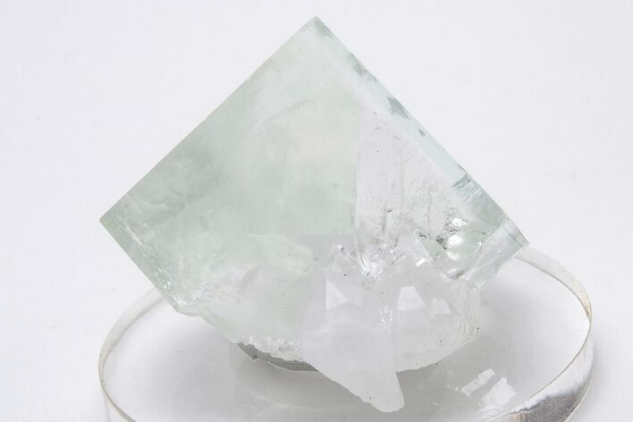 Glass-Clear, Green Cubic Fluorite Crystal on Quartz - China #205608